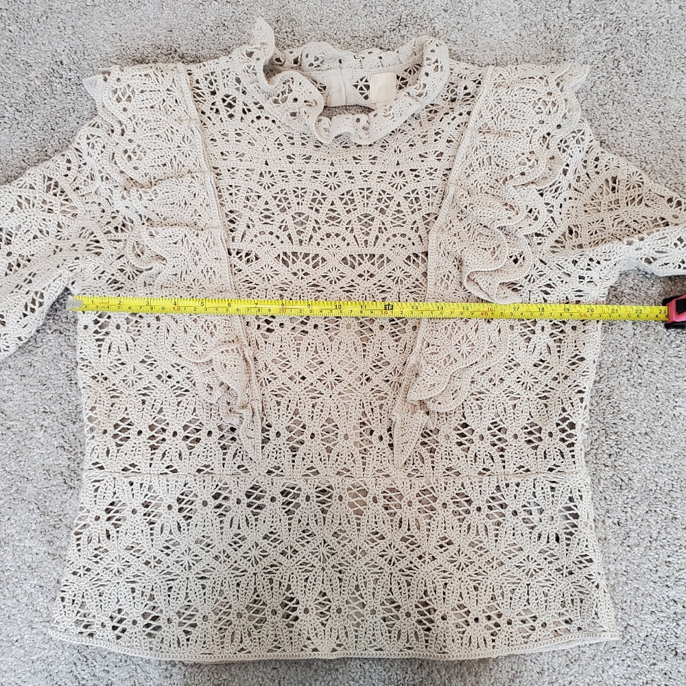 H&M Women's Crochet Ruffle Blouse, Cream (Size XL) - Picture 8 of 8